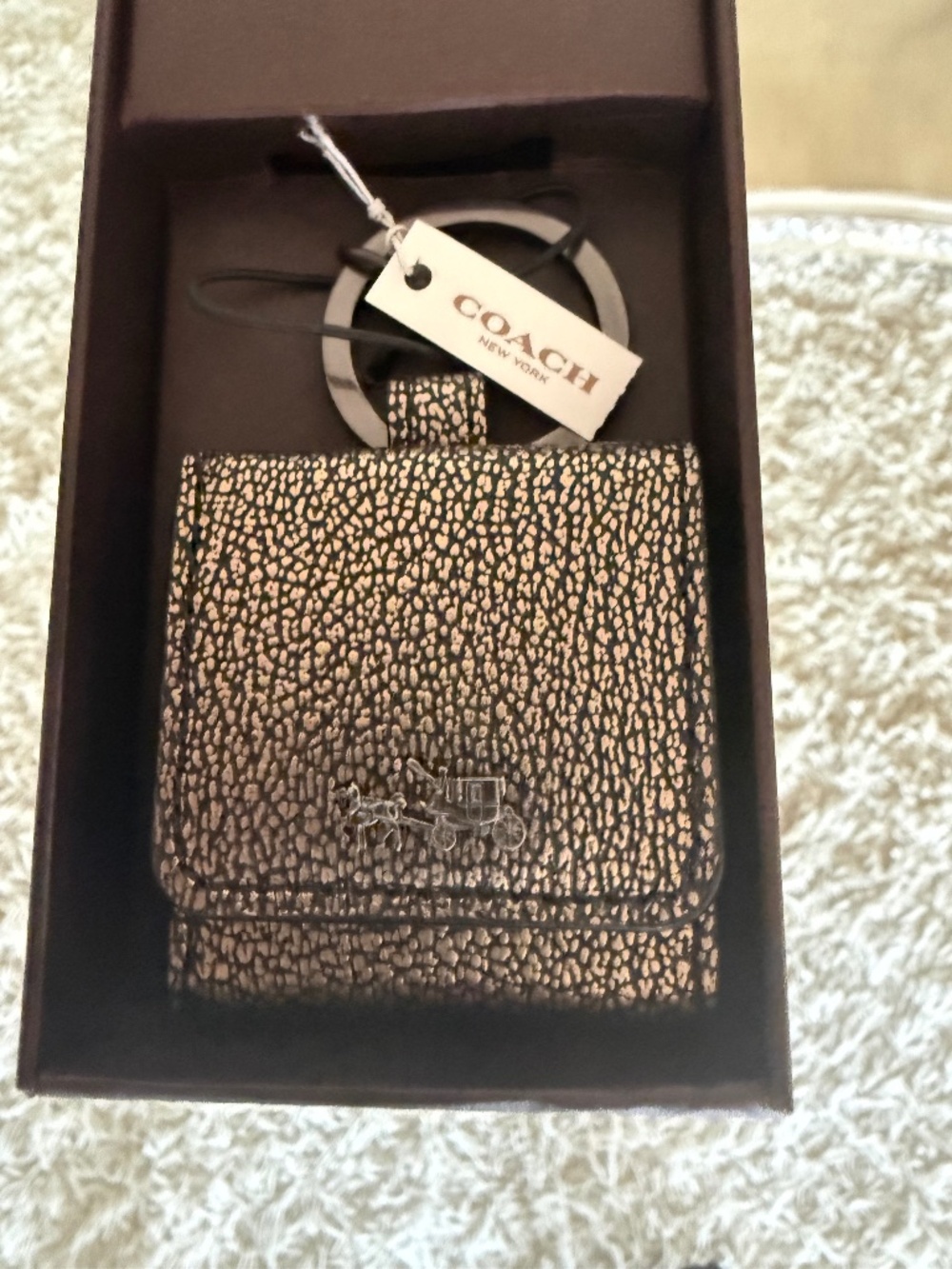 Coach Bronze Horse & Carriage Picture Frame Keychain Bag Charm Key Fob NIB
